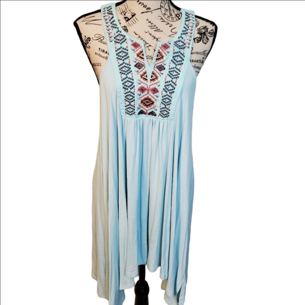 Altar'd State Blue Embroidered Mini Dress Large